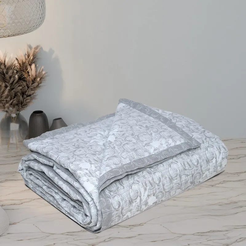 Little Petals Printed Cotton Dohar (Grey) - 120 GSM media 10