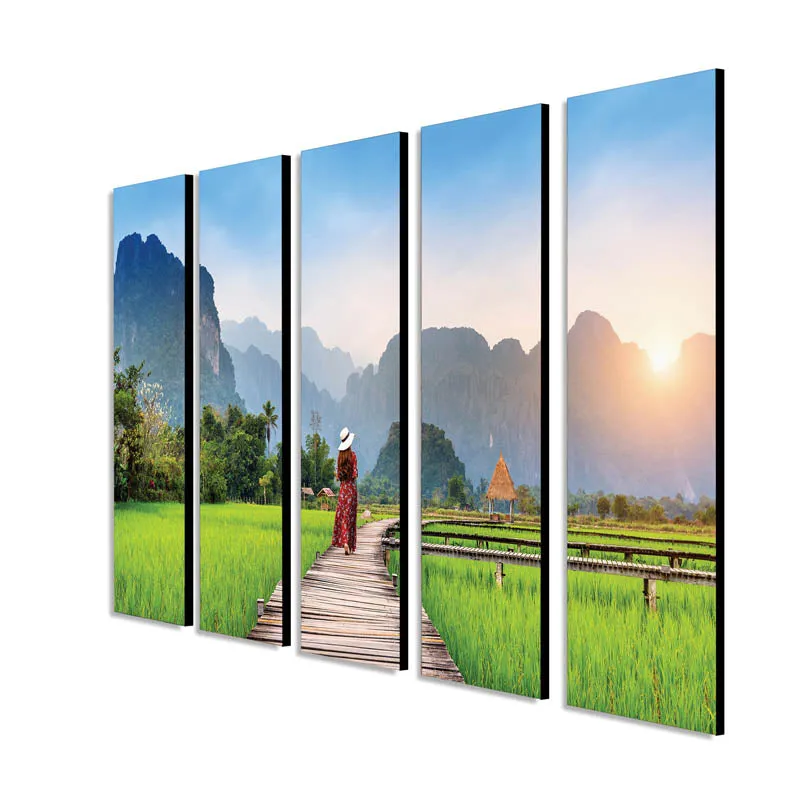 Serene Fields Wall Painting - Set Of Five media 5