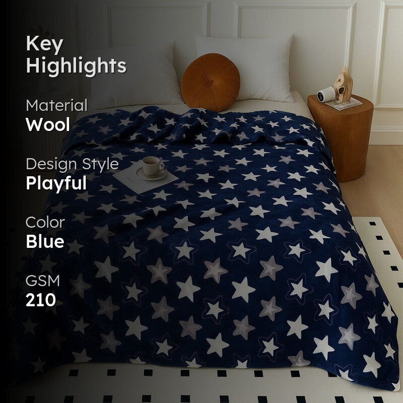 Bluetide Abstract Woolen Blanket (Blue) - 210 GSM media 2