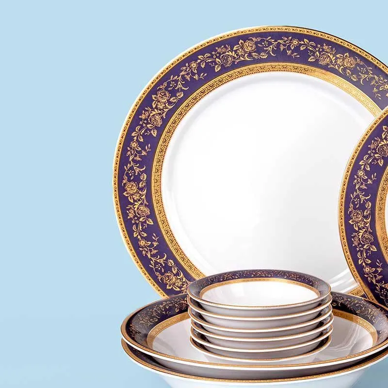 Blue Gold Dinner Set - 33 Piece Set media 4