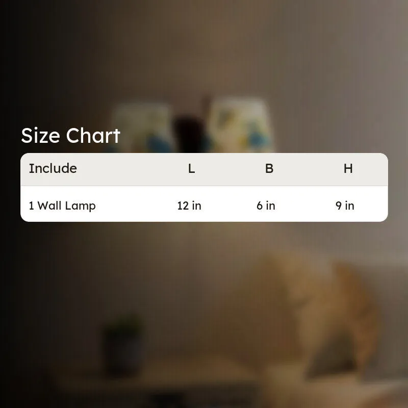 Size chart graphic for wall lamp