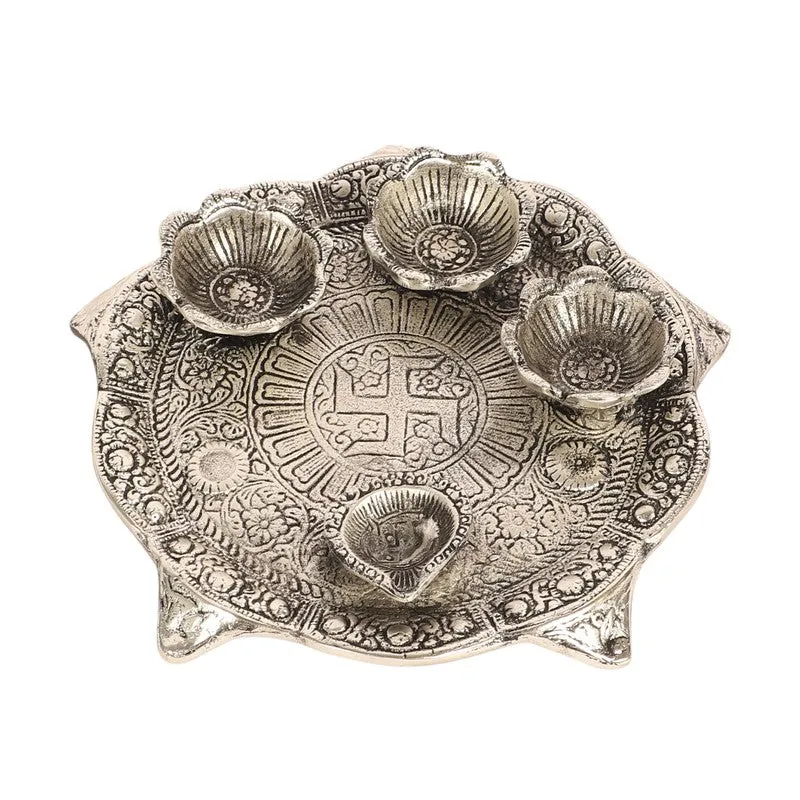 Anantya Pooja Thali Set - Silver media 5