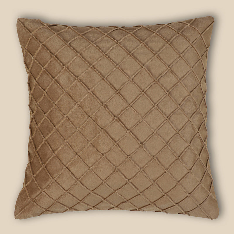 Swayam Lohita Pintex Velvet Cushion Cover (Light Brown) - Set of Two media 4
