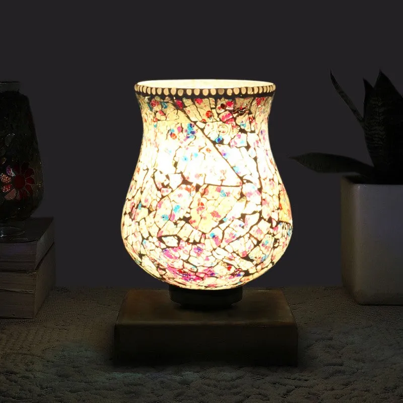 Auraora Mosaic Glass Table Lamp With Wooden Base - Multicolor media 1