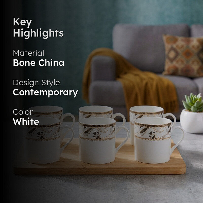 Rustic Bone China Tea Cup (210 mL Each) - Set Of Six media 2