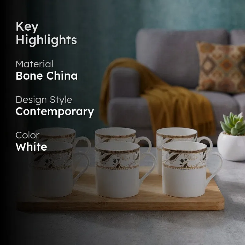 Rustic Bone China Tea Cup (210 mL Each) - Set Of Six media 2