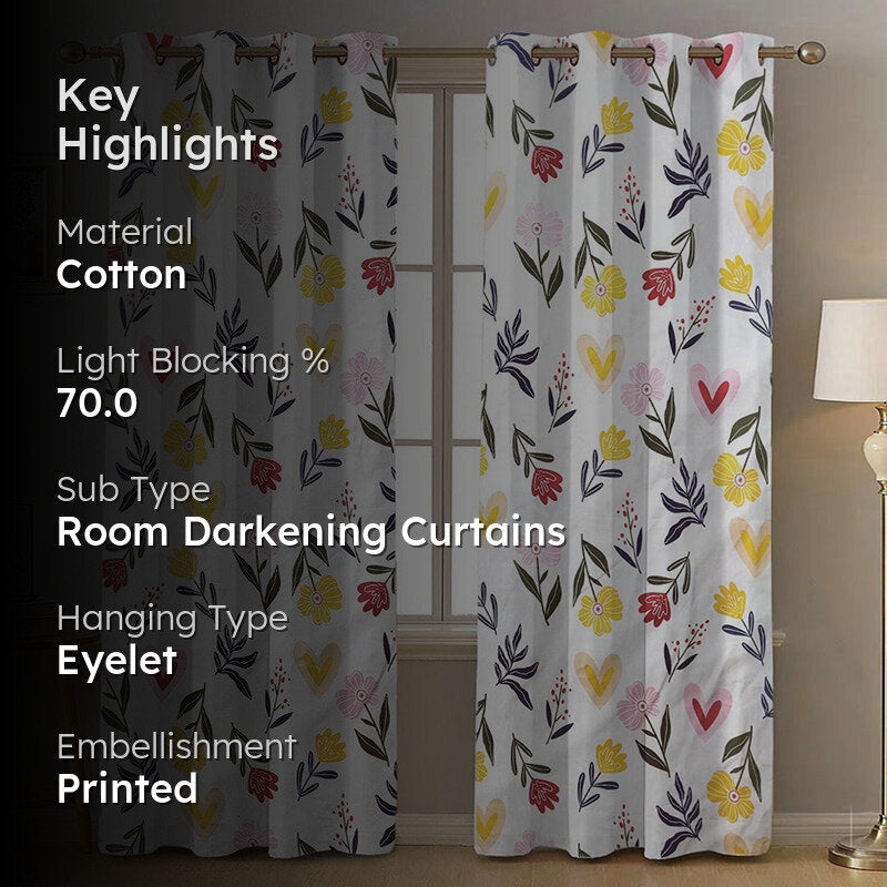 Love In Bloom Cotton Curtain - Set Of Two media 2