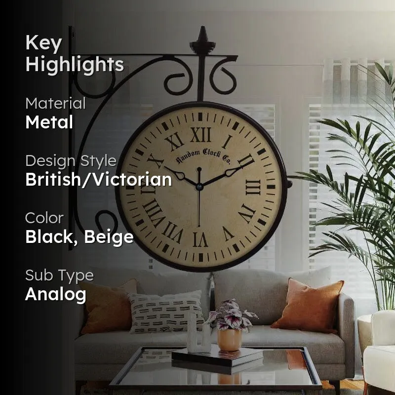 Retro Double Sided Station Wall Clock media 2
