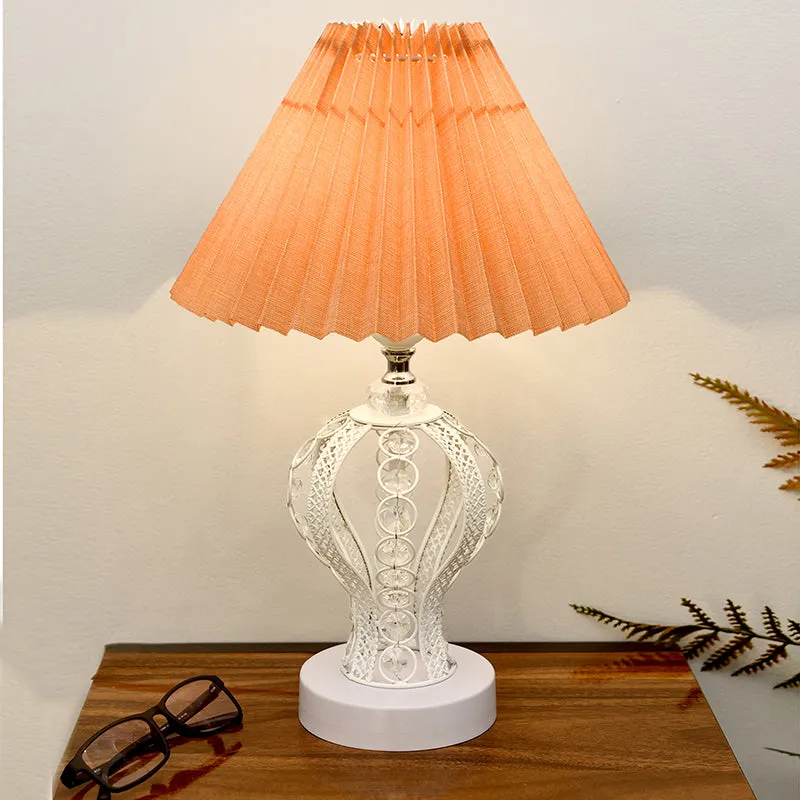 Irelle French Pleat Metal Table Lamp - Beige,White media 3