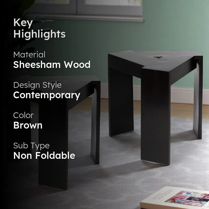 Kverox Sheesham Wooden Side & Bedside Table (Brown) - Set Of Two media 2