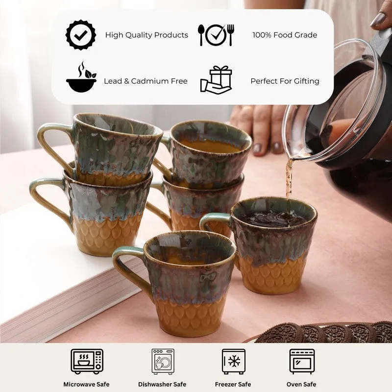 Rustic Stoneware Tea Cup (120 mL Each) - Set Of Six media 9