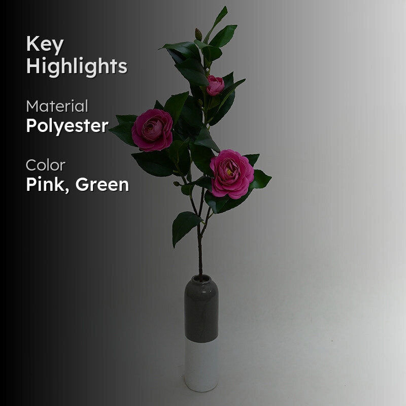 Edeina Artificial Rose Without Pot (Dark Pink) - 3 Feet media 2