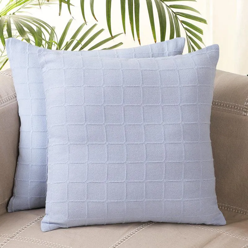 Sicily Light Solid Cotton Cushion Cover (Pale Blue) - Set Of Two media 2