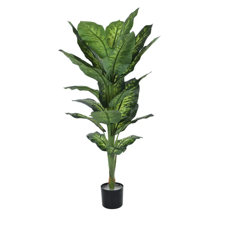 Faux Tuftroot Diffenbachia Plant With Black Plastic Pot - 4.59 ft media 4