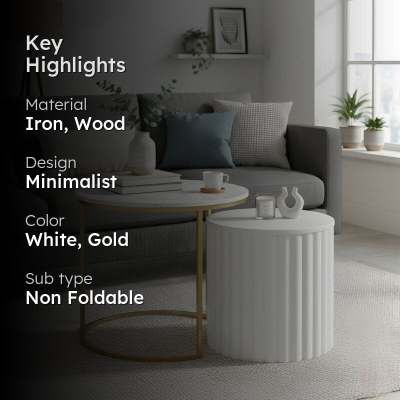 Elvora Center Table (White & Gold) - Set Of Two media 2