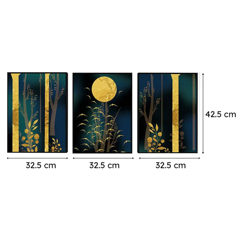 Moonlit Mist Wall Painting - Set Of Three media 6