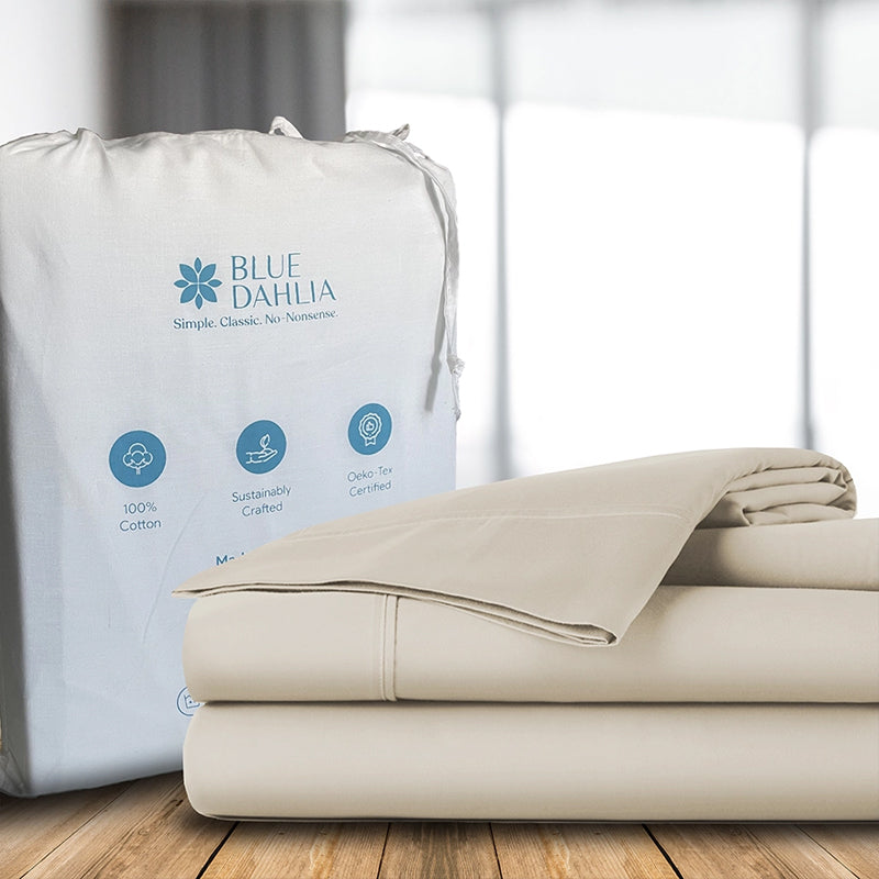 Maison Fitted Solid Cotton Bedsheet (Beige) - 400 TC media 13