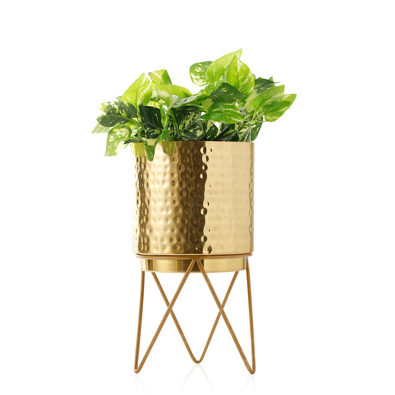 Teodora Hammered Planter - Gold media 4