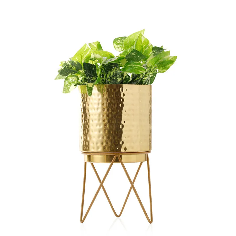 Teodora Hammered Planter - Gold media 4