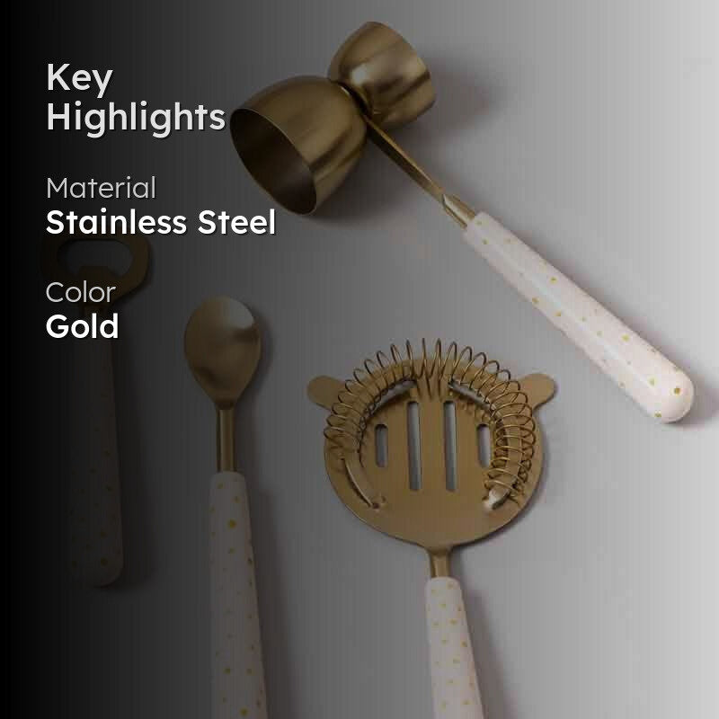 Polka Play Bar Tools (Gold) - Set Of Four media 2