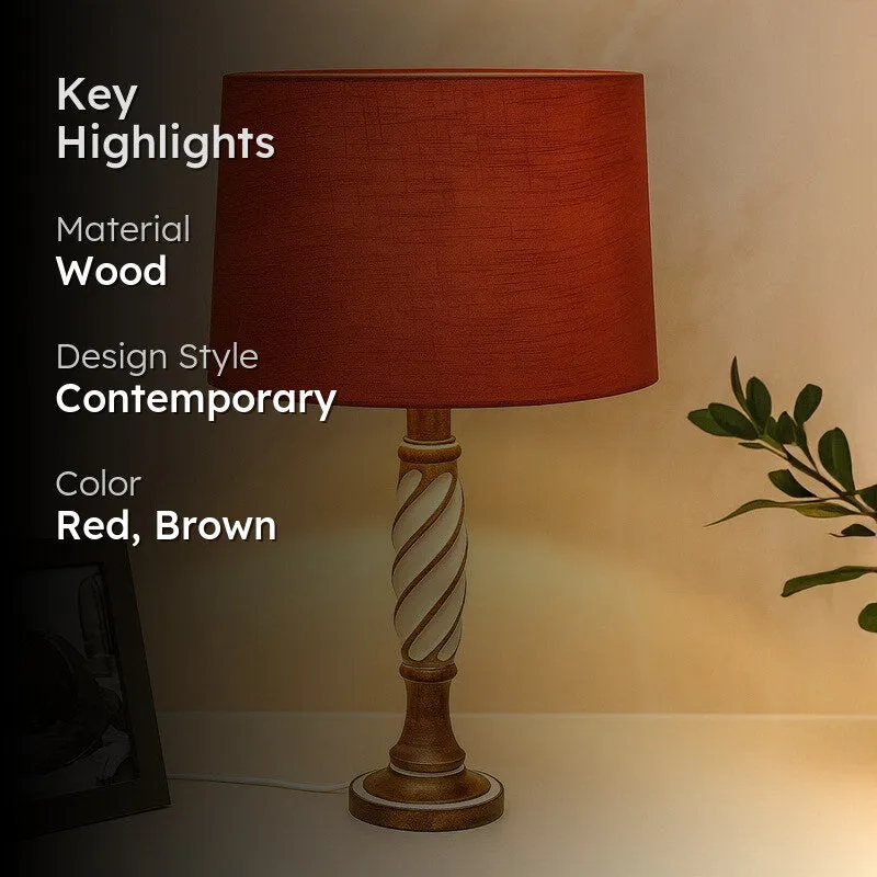 HaloLume Adaptive Wooden Table Lamp - Red,Brown media 2