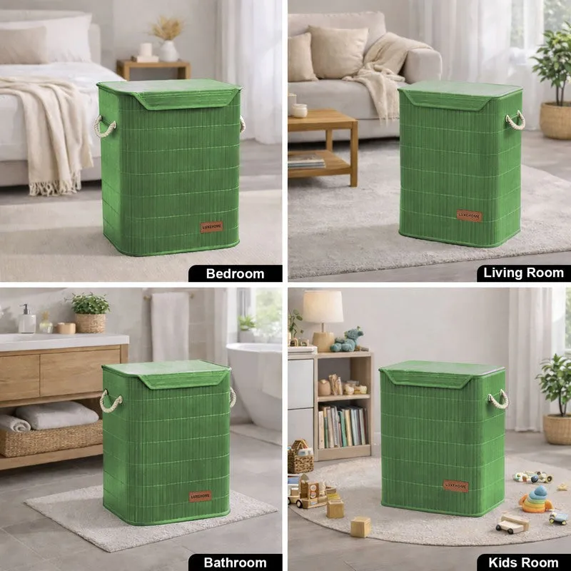 Strap Bamboo Laundry Basket - Green media 9