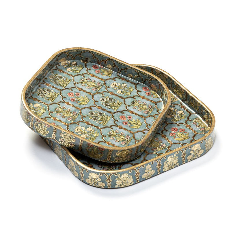 Fleur Jharokhas Square Serving Tray - Set Of Two media 7