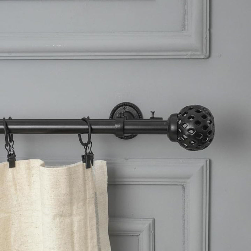 Zellige Extendable 1" Double Curtain Rod With Round Finial & Brackets media 3