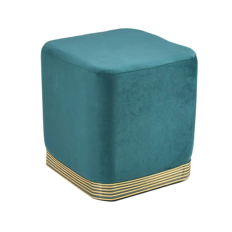 Aureum Solid Velvet Pouffe - Teal media 3