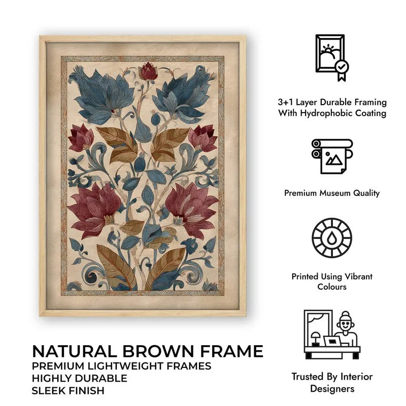Vintage Lotus Canvas Wall Painting With Brown Frame media 12