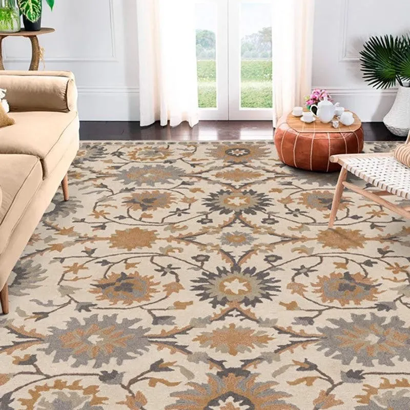 Awen Hand Tufted Ethnic Wool & Nylon Carpet - Ivory media 4