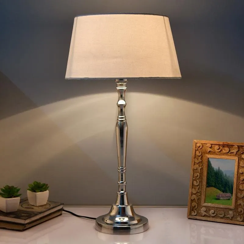 Zenith Glow Fabric Table Lamp - Silver,White media 1