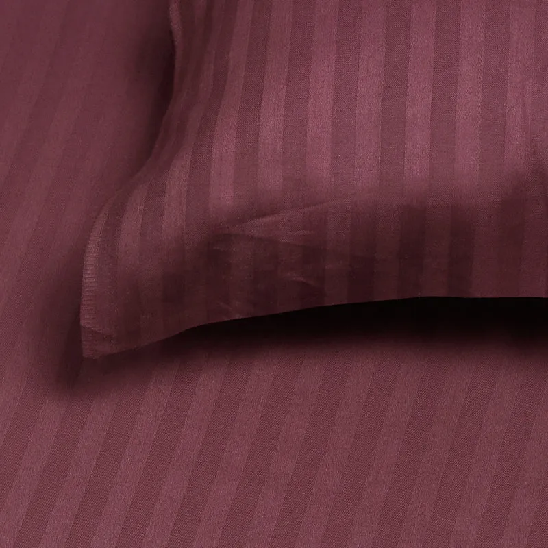 Slay In Stripes Cotton Bedsheet (Wine) - 210 TC media 6
