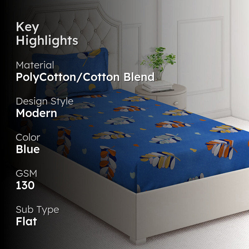 Fern Flow Floral Bedsheet - 130 GSM media 2