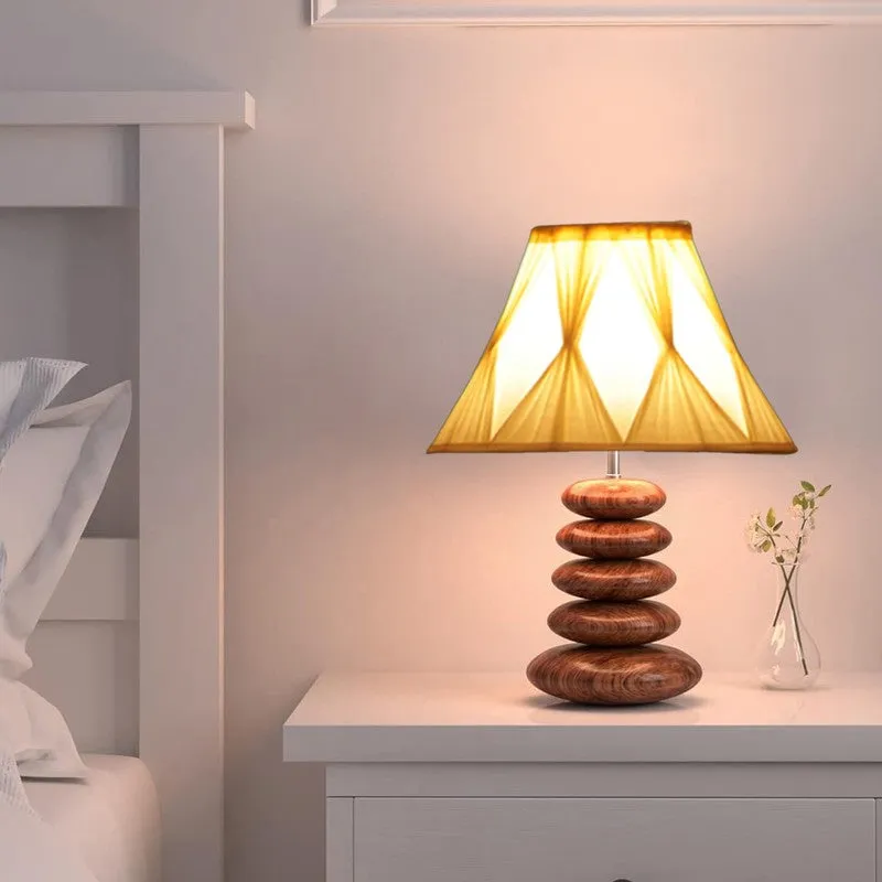 Lurvex Cotton Table Lamp With Wooden Base - White media 6