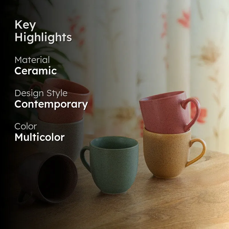 Colour Ceramic Tea Cup (200 mL Each) - Set Of Six media 2