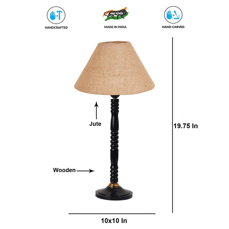 Loft Gleam Table Lamp With Carved Wooden Base - Beige,Black media 4