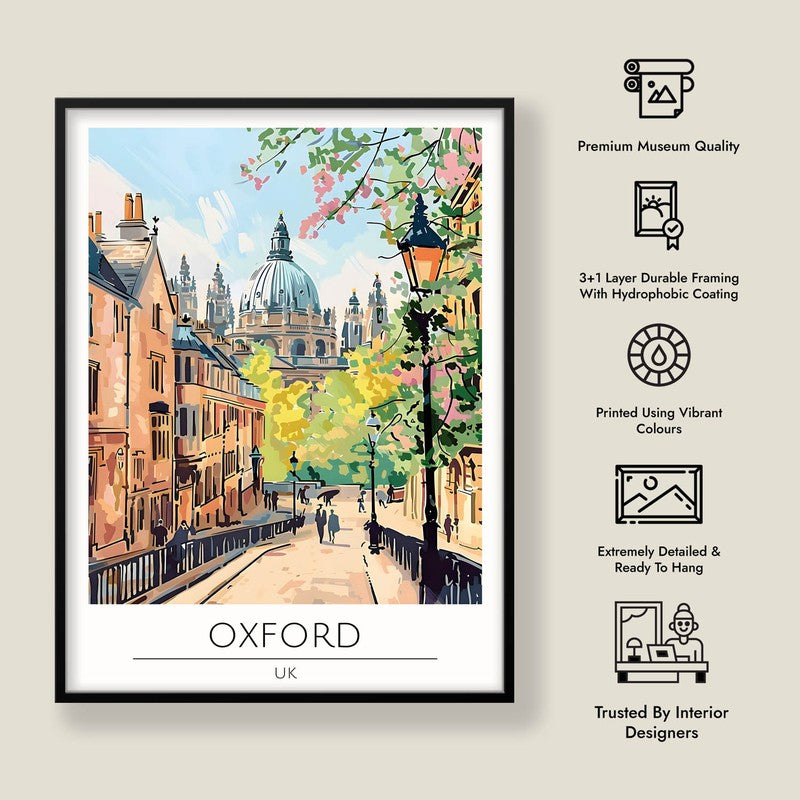 Vintage Oxford Framed Canvas Wall Painting media 8