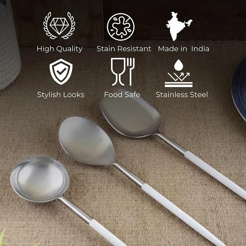 Stirling Stainless Steel Serving Spoon (White & Silver) - Set Of Five media 6