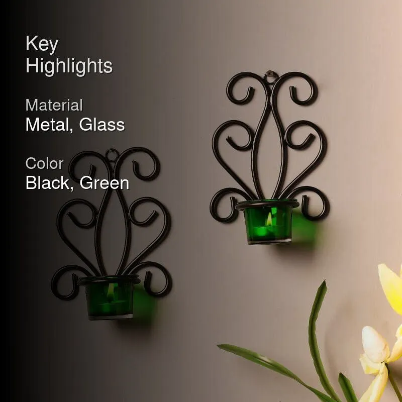 Antique Sconce Candle Holder (Green) - Set Of Two media 2