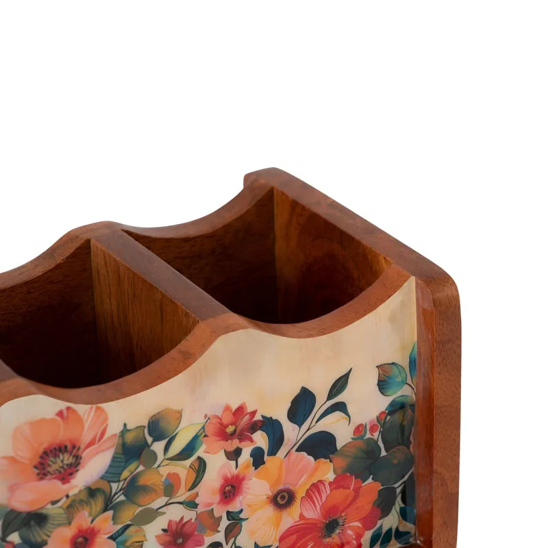 Phooldaan Handcrafted Mango Wood Cutlery Stand media 7