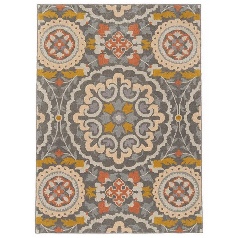 Paladin Hand Tufted Ethnic Wool & Nylon Carpet - Dark Grey media 1