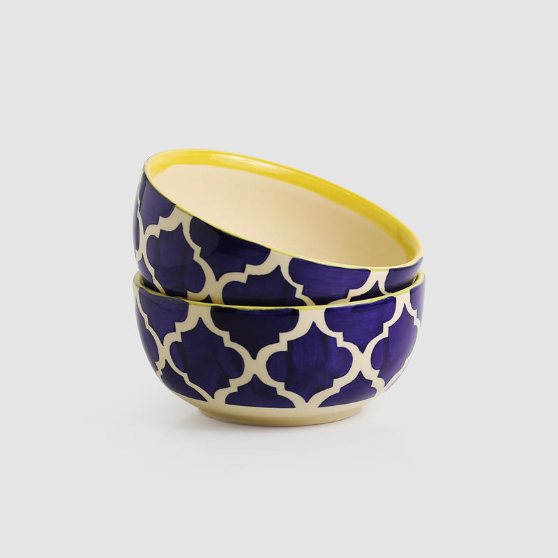 Moroccan Mile Handpainted Ceramic Serving Bowl (520 ML) - Set Of Two media 3