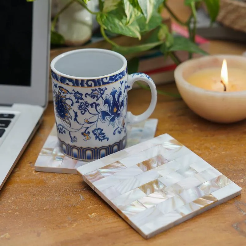 Casper Square Mother Of Pearl Coaster - Set Of Two media 1