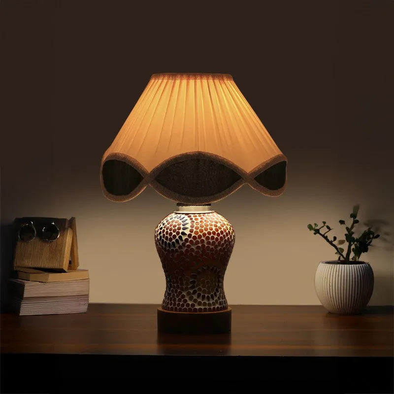 Aranya Arc Pleated Wooden Table Lamp - Multicolor media 1