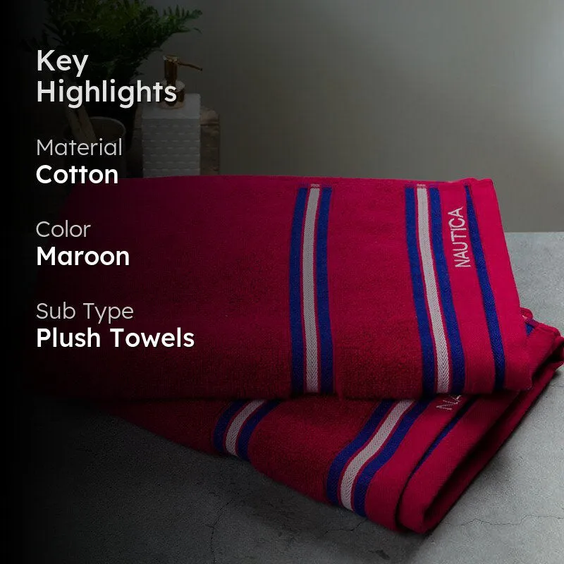 Nautica Dove Down Cotton Towel Set (Burgundy) - Set Of Two media 2