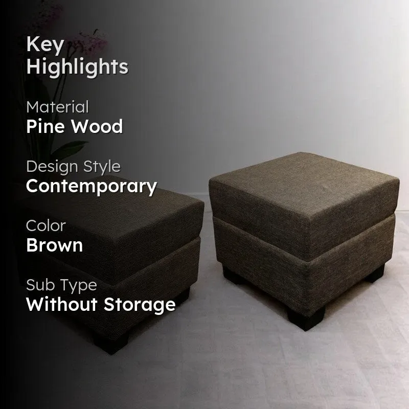 Krixon Pine Wood Pouffe (Brown) - Set Of Two media 2