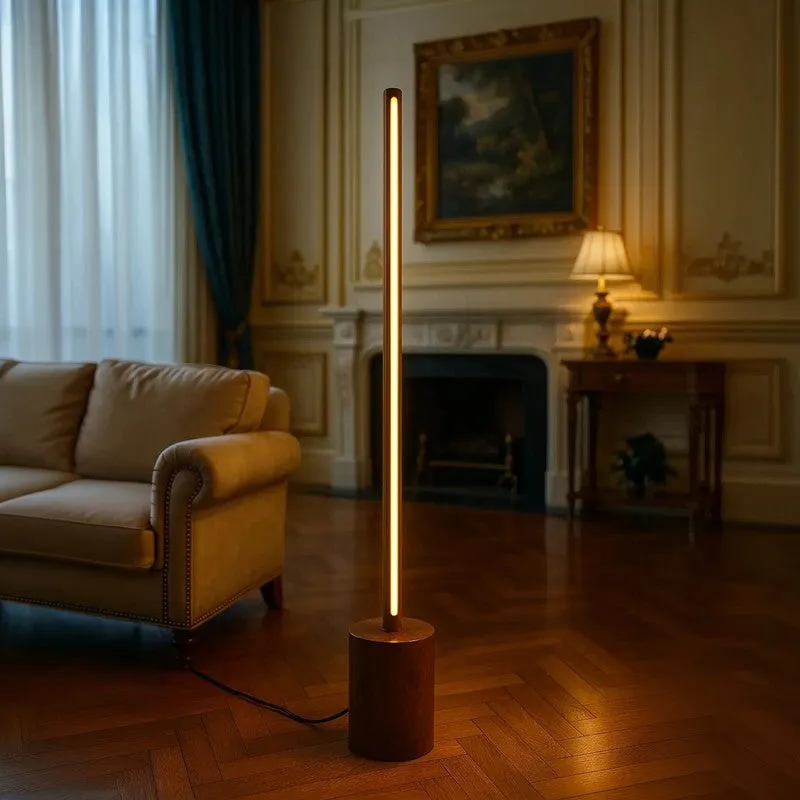 Warm Glow Cylindrical Rose Wood LED Wooden Floor Lamp media 5
