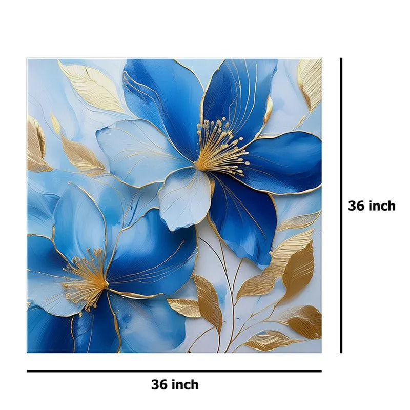 Blue-Gold Blossoms Poly Canvas Wall Painting media 8