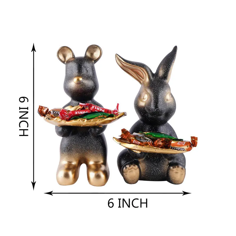 Hop & Squeak Painted Poly Resin Show Piece (Black) - Set Of Two media 6